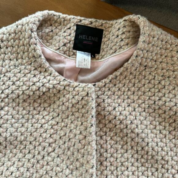 Helene Berman London Pink Black Tweed Coat Academia Classic Mad Men MCM Oversize - Picture 6 of 11